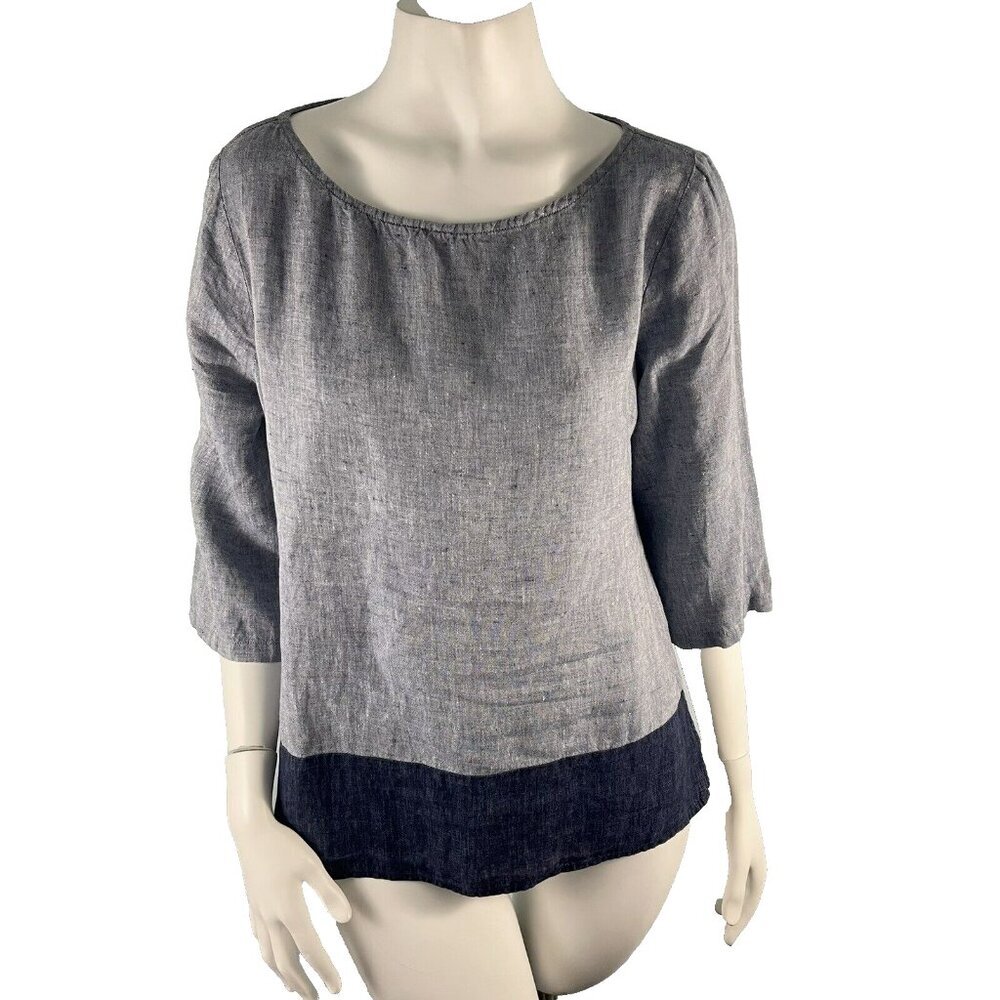 Nuthatch Linen Tunic 3/4 Sleeves Popover‎ Shirt Top Lagenlook Size Small